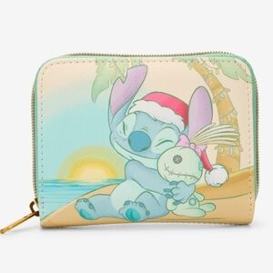 LAST ONE! Disney Loungefly Stitch & Scrump Holiday Beach Mini Zip Wallet New